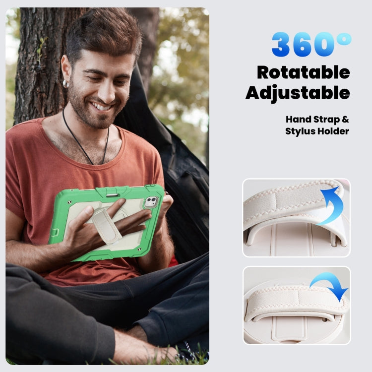 For iPad Pro 11 2024 Silicone Hybrid PC Tablet Case with Shoulder Strap(Beige + Light Green) - iPad Pro 11 2024 Cases by PMC TechLife | Online Shopping South Africa | PMC TechLife | Buy Now Pay Later Mobicred
