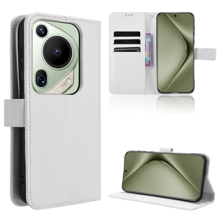 For Huawei Pura 70 Pro / 70 Pro+ Diamond Texture Leather Phone Case(White) - Huawei Cases by PMC Jewellery | Online Shopping South Africa | PMC Jewellery | Buy Now Pay Later Mobicred