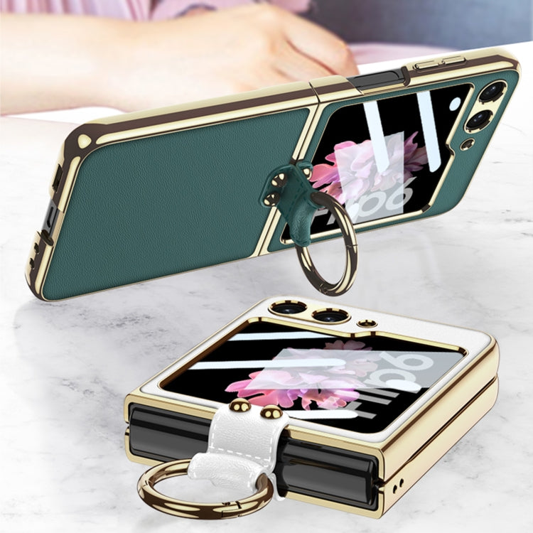For Samsung Galaxy Z Flip6 / Flip7 FE GKK Integrated Electroplating Leather Phone Case with Ring/Strap(Green) - free shipping - PMC Jewellery - Order now!