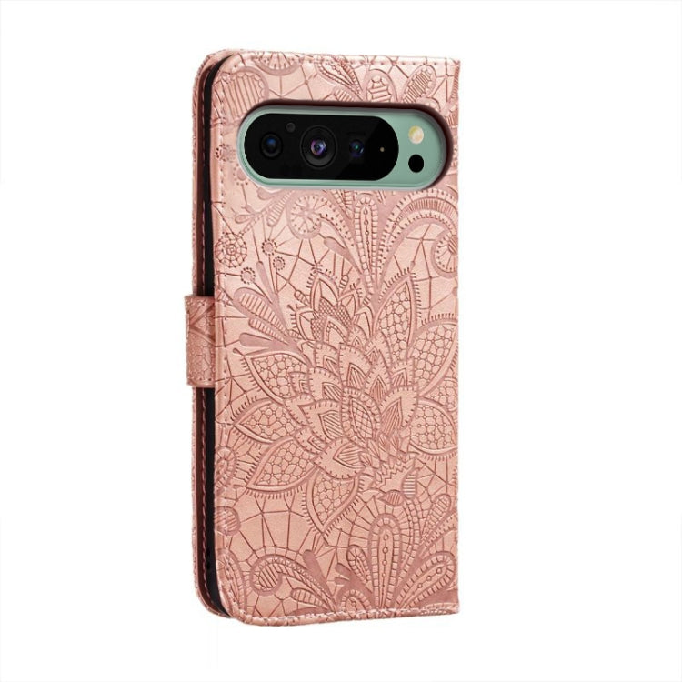 For Google Pixel 9 Lace Flower Embossing Flip Leather Phone Case(Rose Gold) - Google Cases by PMC TechLife | Online Shopping South Africa | PMC TechLife | Buy Now Pay Later Mobicred