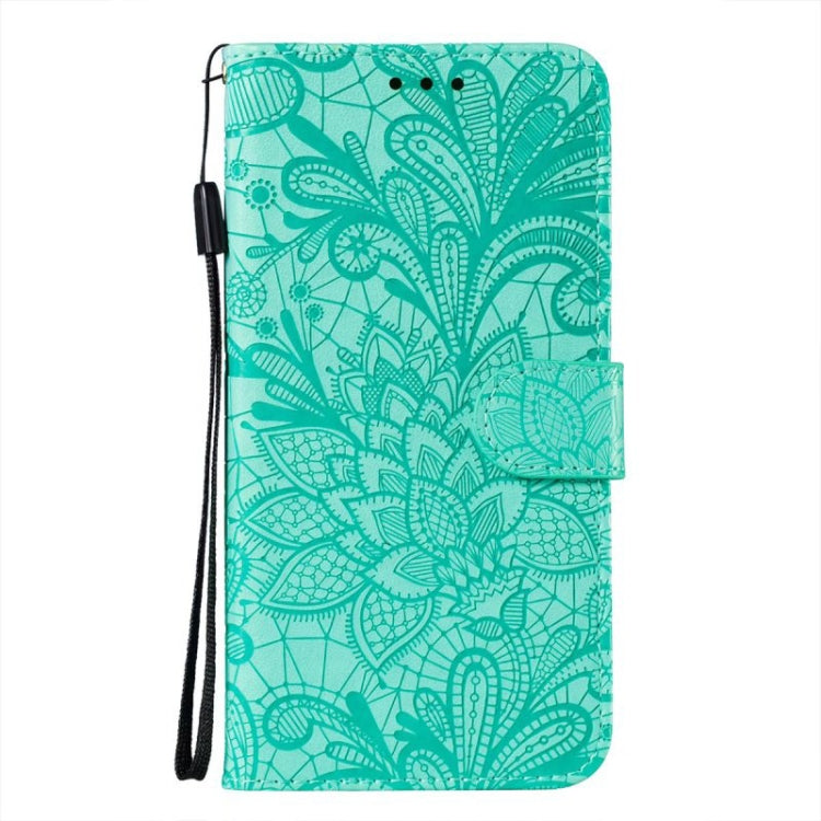 For Google Pixel 9 Lace Flower Embossing Flip Leather Phone Case(Green) - Google Cases by PMC TechLife | Online Shopping South Africa | PMC TechLife | Buy Now Pay Later Mobicred