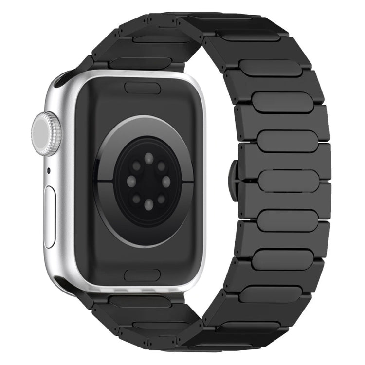 For Apple Watch SE 2023 44mm Oval Butterfly Buckle Titanium Alloy Watch Band(Black) - Watch Bands by PMc TechLife | Online Shopping South Africa | PMc TechLife | Buy Now Pay Later Mobicred