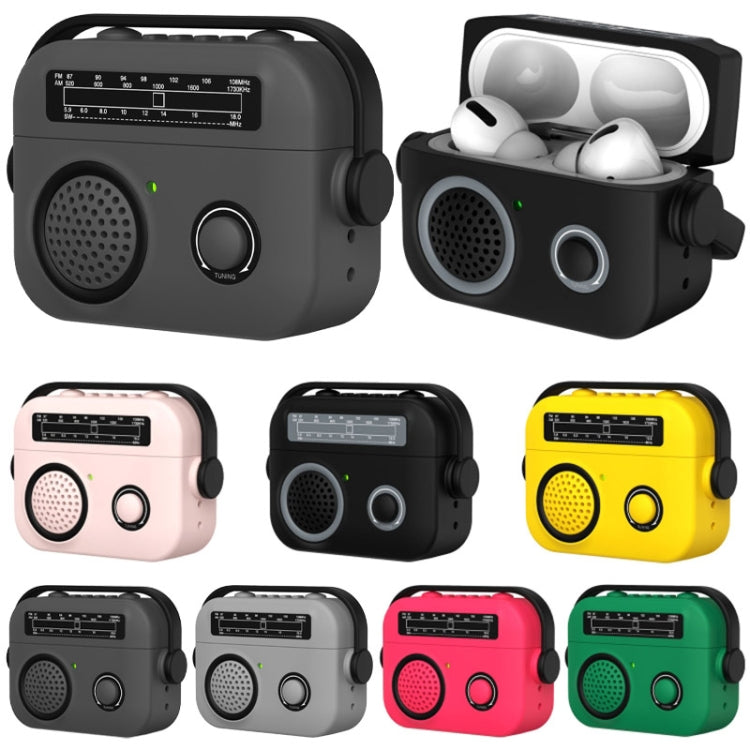 For AirPods Pro 2 Radio Style Wireless Bluetooth Earphones Shockproof Protective Case(Light Grey) - For AirPods Pro 2 by PMC Jewellery | Online Shopping South Africa | PMC Jewellery | Buy Now Pay Later Mobicred