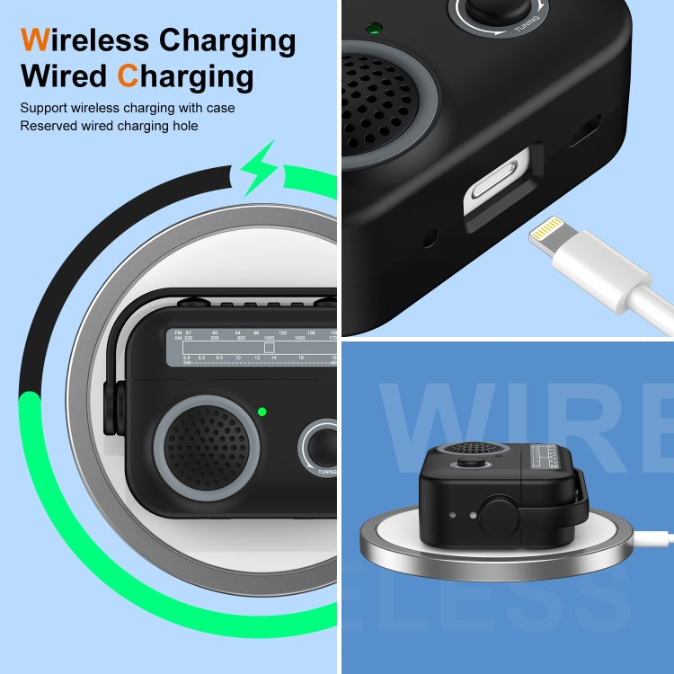 For AirPods 3 Radio Style Wireless Bluetooth Earphones Shockproof Protective Case(Black) - For AirPods 3 by PMC Jewellery | Online Shopping South Africa | PMC Jewellery | Buy Now Pay Later Mobicred