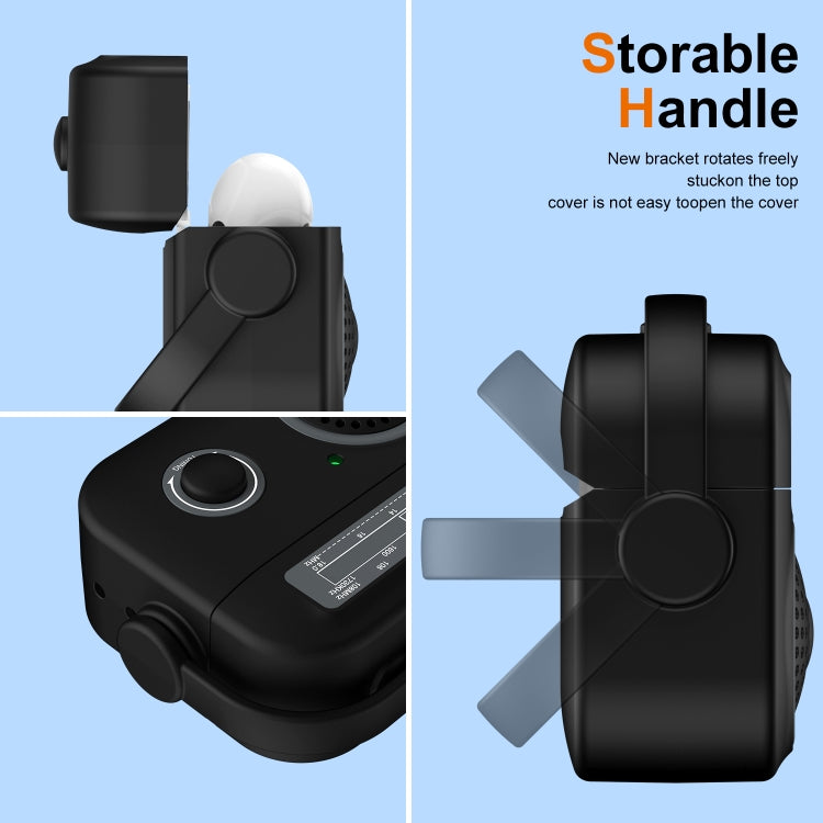 For AirPods 2 / 1 Radio Style Wireless Bluetooth Earphones Shockproof Protective Case(Black) - For AirPods 1/2 by PMC Jewellery | Online Shopping South Africa | PMC Jewellery | Buy Now Pay Later Mobicred