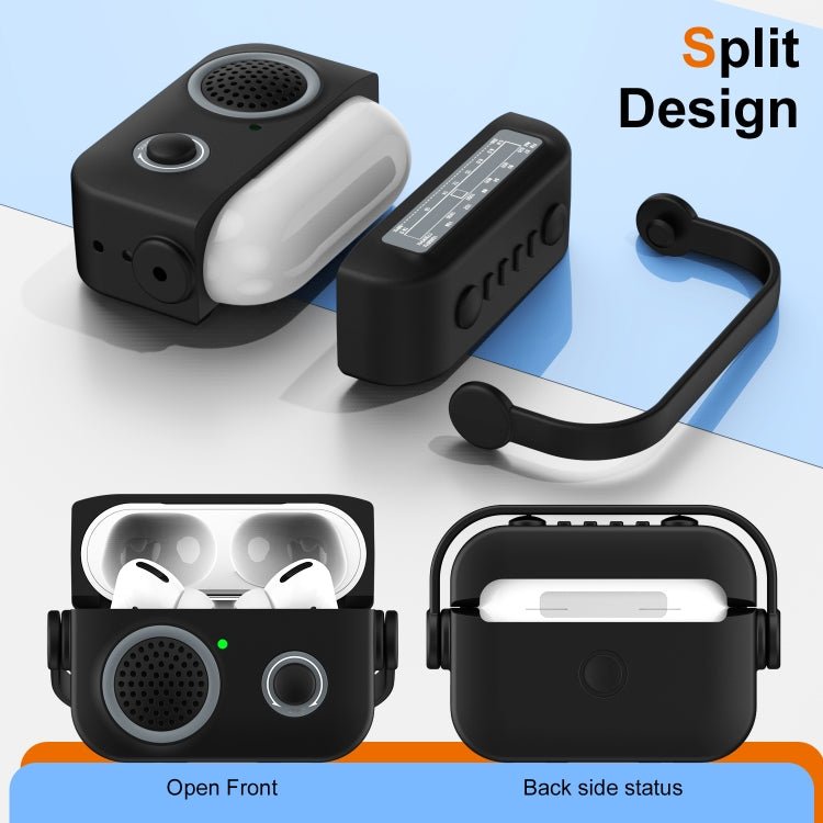 For AirPods Pro 2 Radio Style Wireless Bluetooth Earphones Shockproof Protective Case(Black) - For AirPods Pro 2 by PMC Jewellery | Online Shopping South Africa | PMC Jewellery | Buy Now Pay Later Mobicred