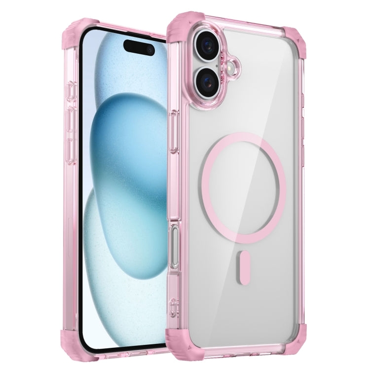 For iPhone 16 Plus Transparent MagSafe Magnetic Phone Case(Pink) - iPhone 16 Plus Cases by PMC TechLife | Online Shopping South Africa | PMC TechLife | Buy Now Pay Later Mobicred