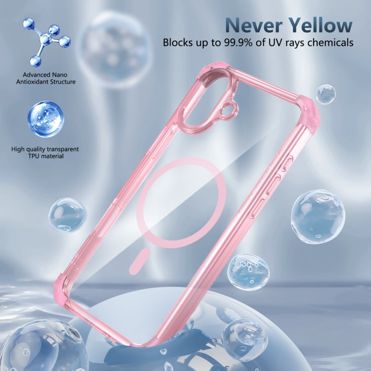 For iPhone 16 Plus Transparent MagSafe Magnetic Phone Case(Pink) - iPhone 16 Plus Cases by PMC TechLife | Online Shopping South Africa | PMC TechLife | Buy Now Pay Later Mobicred