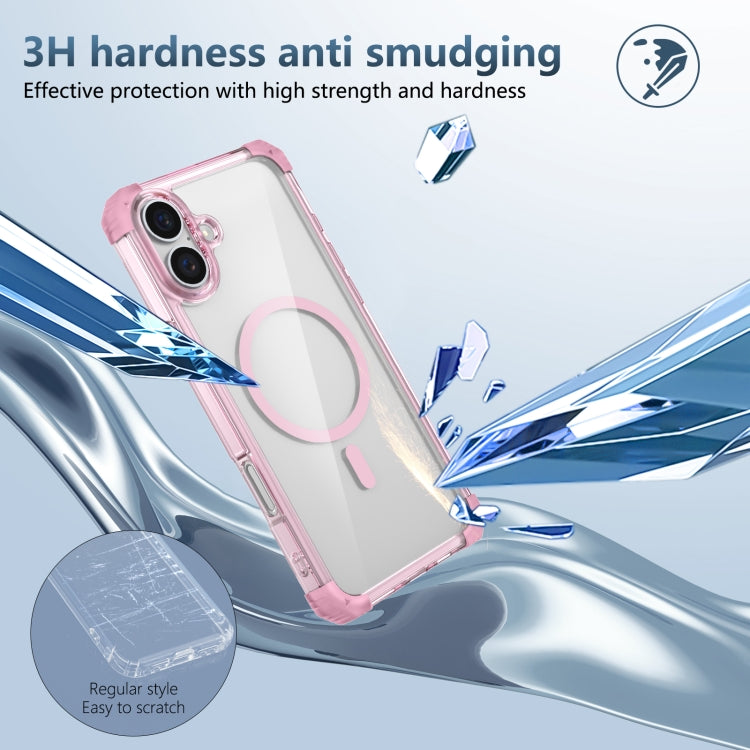 For iPhone 16 Plus Transparent MagSafe Magnetic Phone Case(Pink) - iPhone 16 Plus Cases by PMC TechLife | Online Shopping South Africa | PMC TechLife | Buy Now Pay Later Mobicred