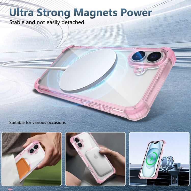 For iPhone 16 Plus Transparent MagSafe Magnetic Phone Case(Pink) - iPhone 16 Plus Cases by PMC TechLife | Online Shopping South Africa | PMC TechLife | Buy Now Pay Later Mobicred