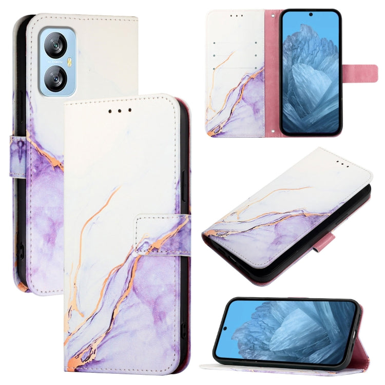 For Blackview A52 PT003 Marble Pattern Flip Leather Phone Case(White Purple) - More Brand by PMC TechLife | Online Shopping South Africa | PMC TechLife | Buy Now Pay Later Mobicred