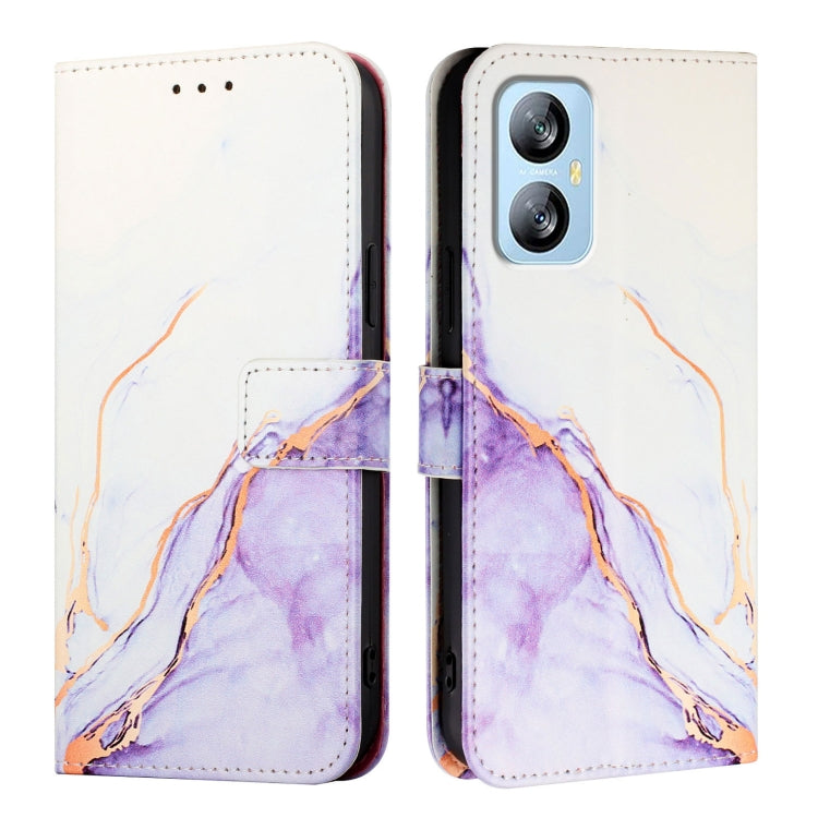 For Blackview A52 PT003 Marble Pattern Flip Leather Phone Case(White Purple) - More Brand by PMC TechLife | Online Shopping South Africa | PMC TechLife | Buy Now Pay Later Mobicred