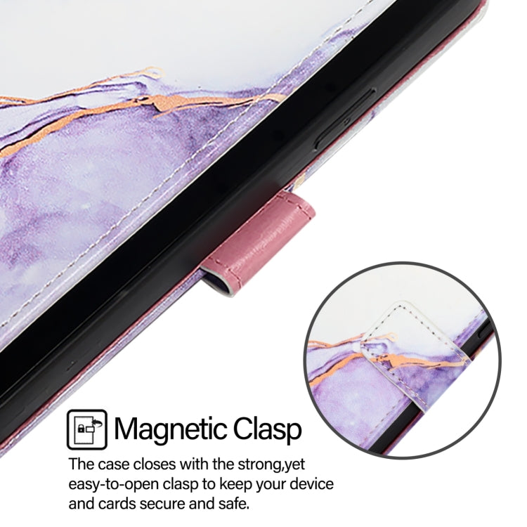 For Blackview A52 PT003 Marble Pattern Flip Leather Phone Case(White Purple) - More Brand by PMC TechLife | Online Shopping South Africa | PMC TechLife | Buy Now Pay Later Mobicred