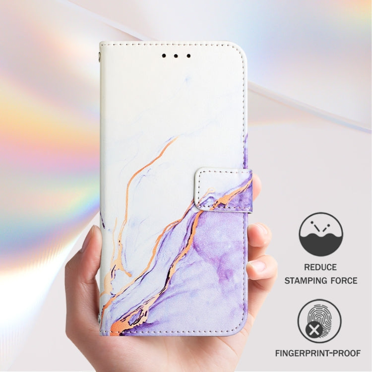 For Blackview A52 PT003 Marble Pattern Flip Leather Phone Case(White Purple) - More Brand by PMC TechLife | Online Shopping South Africa | PMC TechLife | Buy Now Pay Later Mobicred