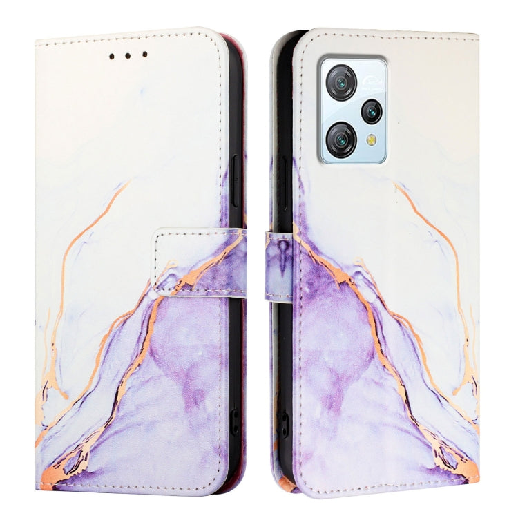 For Blackview A53 PT003 Marble Pattern Flip Leather Phone Case(White Purple) - More Brand by PMC TechLife | Online Shopping South Africa | PMC TechLife | Buy Now Pay Later Mobicred