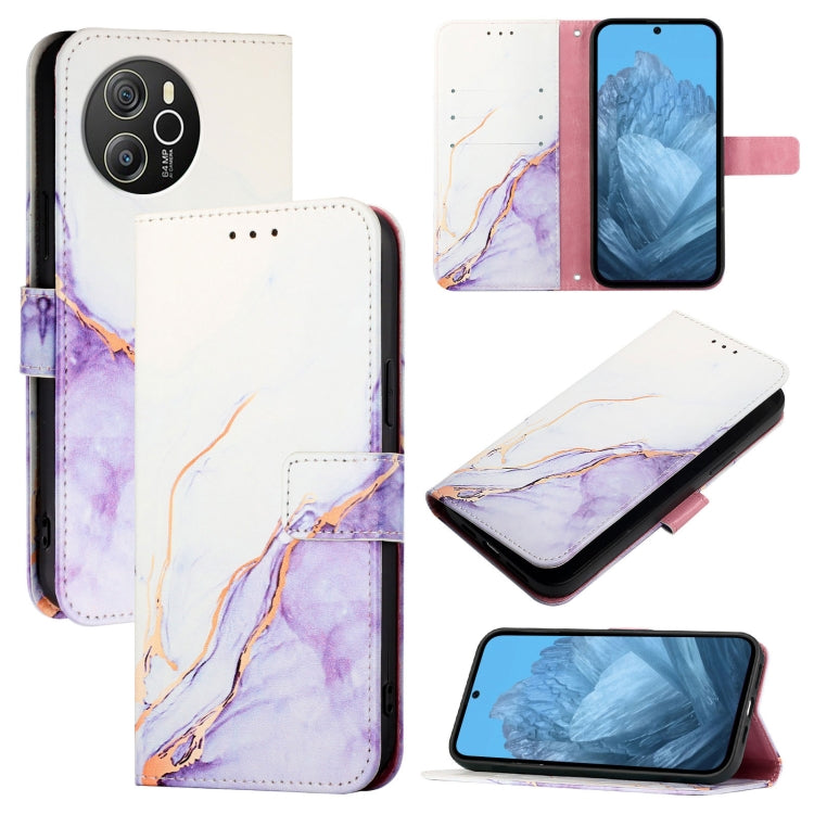 For Blackview Shark 8 PT003 Marble Pattern Flip Leather Phone Case(White Purple) - More Brand by PMC TechLife | Online Shopping South Africa | PMC TechLife | Buy Now Pay Later Mobicred
