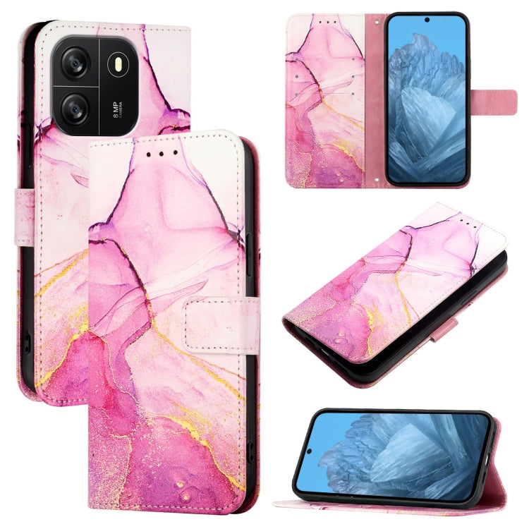 For Blackview Wave 6C PT003 Marble Pattern Flip Leather Phone Case(Pink Purple Gold) - More Brand by PMC TechLife | Online Shopping South Africa | PMC TechLife | Buy Now Pay Later Mobicred