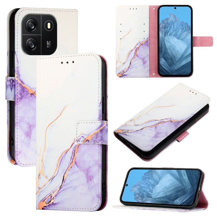 For Blackview Wave 6C PT003 Marble Pattern Flip Leather Phone Case(White Purple) - More Brand by PMC TechLife | Online Shopping South Africa | PMC TechLife | Buy Now Pay Later Mobicred