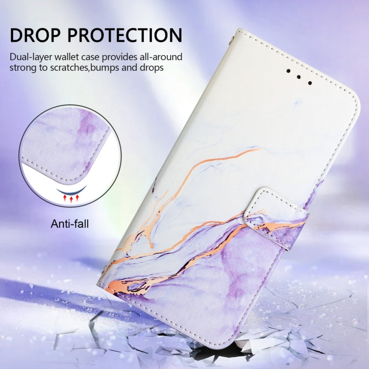 For Blackview Wave 6C PT003 Marble Pattern Flip Leather Phone Case(White Purple) - More Brand by PMC TechLife | Online Shopping South Africa | PMC TechLife | Buy Now Pay Later Mobicred