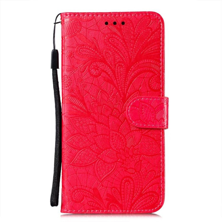 For Motorola Moto G Play 2024 Lace Flower Embossing Flip Leather Phone Case(Red) - Motorola Cases by PMC Jewellery | Online Shopping South Africa | PMC Jewellery | Buy Now Pay Later Mobicred