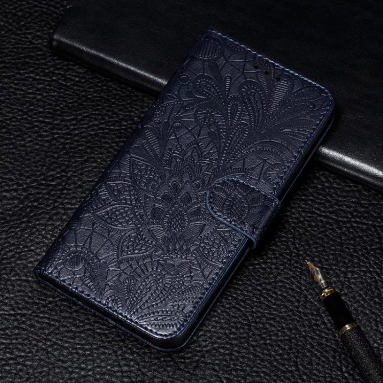 For Motorola Moto G Power 5G 2024 Lace Flower Embossing Flip Leather Phone Case(Dark Blue) - Motorola Cases by PMC Jewellery | Online Shopping South Africa | PMC Jewellery | Buy Now Pay Later Mobicred