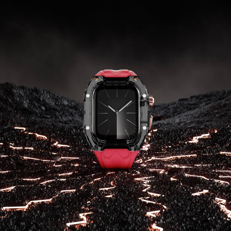 For Apple Watch SE 2023 44mm Modified PC Hybrid TPU Watch Case Band(Red Clear Black) - free shipping - PMc TechLife - Order now!