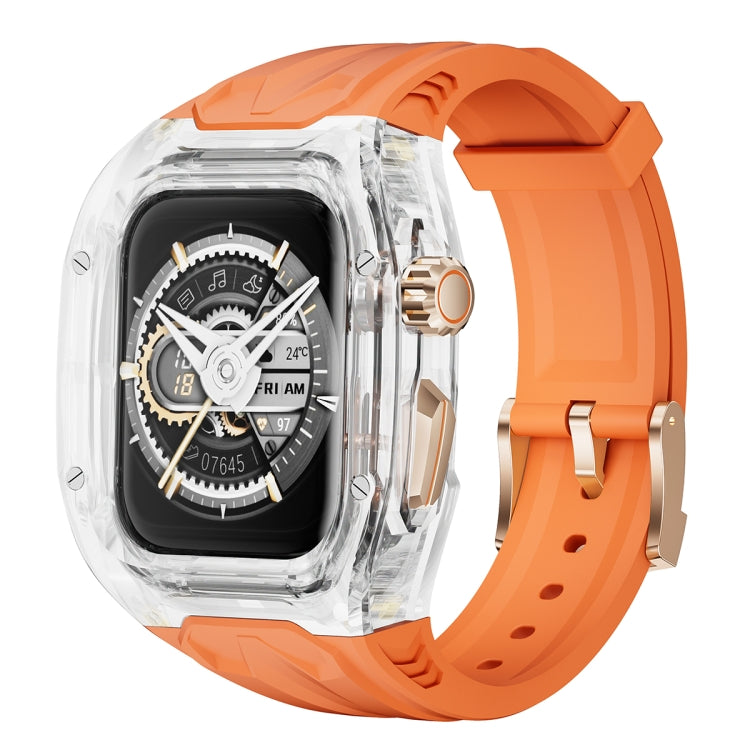 For Apple Watch Series 9 45mm Modified PC Hybrid TPU Watch Case Band(Orange Transparent) - free shipping - PMc TechLife - Order now!