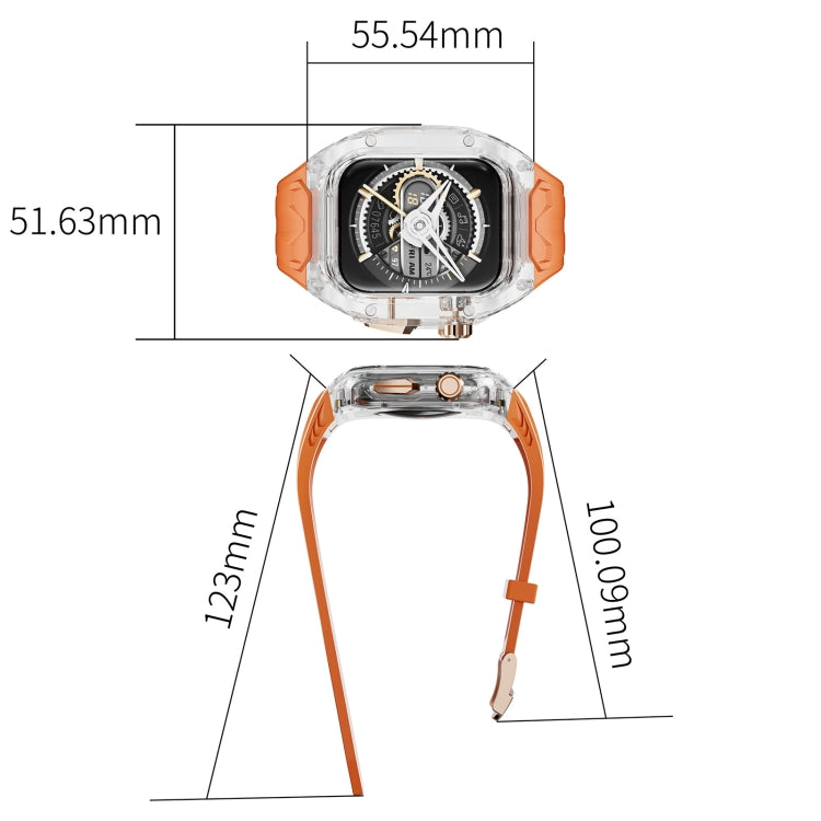 For Apple Watch Series 9 45mm Modified PC Hybrid TPU Watch Case Band(Orange Transparent) - free shipping - PMc TechLife - Order now!
