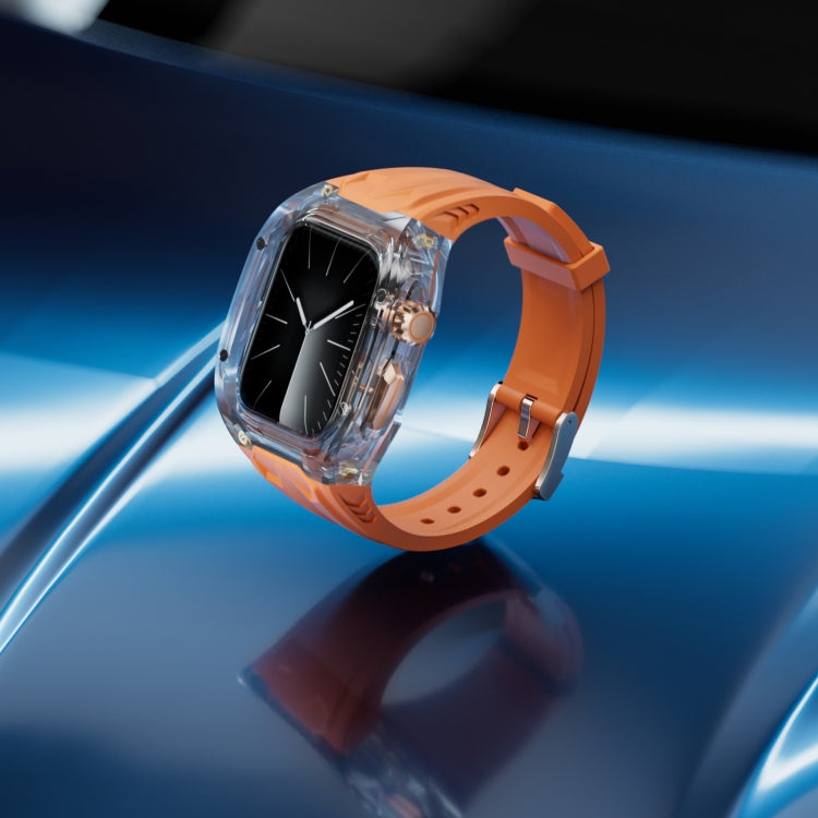 For Apple Watch Series 9 45mm Modified PC Hybrid TPU Watch Case Band(Orange Transparent) - free shipping - PMc TechLife - Order now!