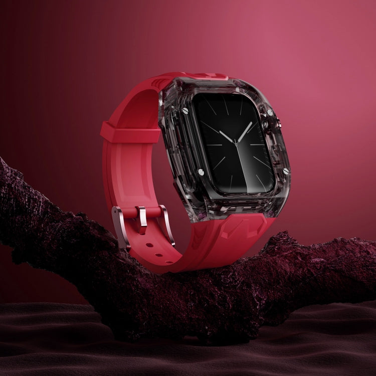 For Apple Watch Series 9 45mm Modified PC Hybrid TPU Watch Case Band(Red Clear Black) - free shipping - PMc TechLife - Order now!