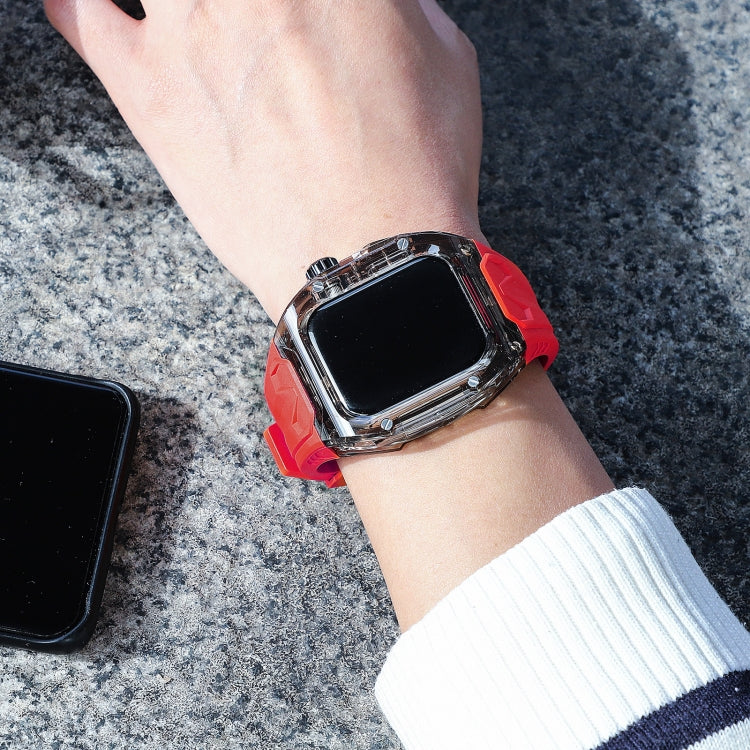 For Apple Watch Series 9 45mm Modified PC Hybrid TPU Watch Case Band(Red Clear Black) - free shipping - PMc TechLife - Order now!