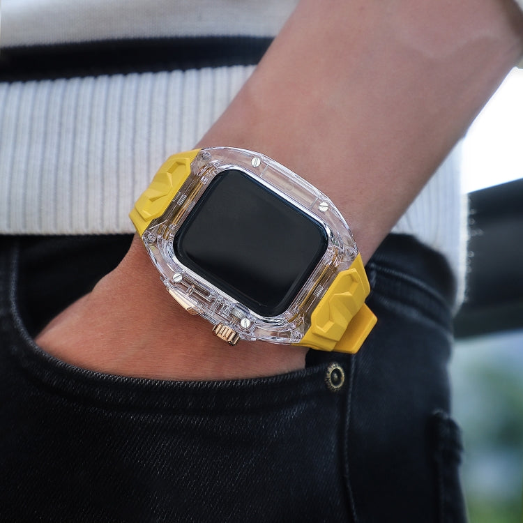 For Apple Watch Series 9 45mm Modified PC Hybrid TPU Watch Case Band(Yellow Clear Black) - free shipping - PMc TechLife - Order now!