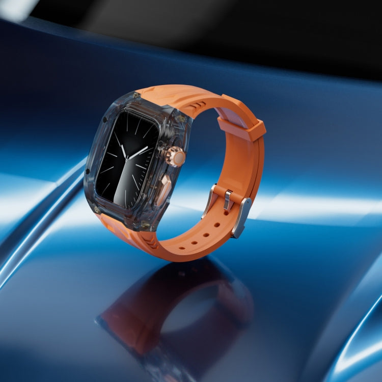 For Apple Watch Series 8 45mm Modified PC Hybrid TPU Watch Case Band(Orange Clear Black) - free shipping - PMc TechLife - Order now!