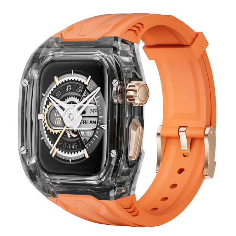 For Apple Watch SE 2022 44mm Modified PC Hybrid TPU Watch Case Band(Orange Clear Black) - Watch Cases by PMc TechLife | Online Shopping South Africa | PMc TechLife | Buy Now Pay Later Mobicred