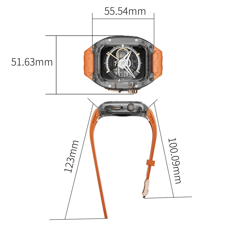 For Apple Watch SE 2022 44mm Modified PC Hybrid TPU Watch Case Band(Orange Clear Black) - Watch Cases by PMc TechLife | Online Shopping South Africa | PMc TechLife | Buy Now Pay Later Mobicred