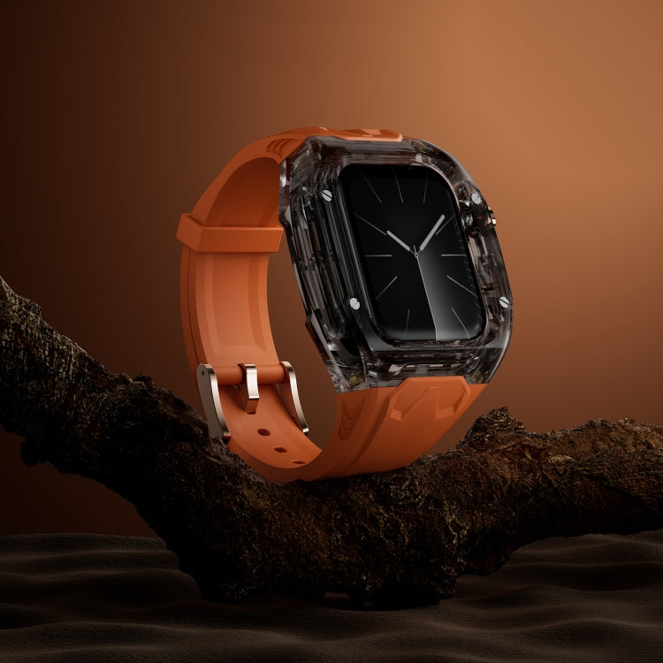 For Apple Watch Series 7 45mm Modified PC Hybrid TPU Watch Case Band(Orange Clear Black) - Watch Cases by PMc TechLife | Online Shopping South Africa | PMc TechLife | Buy Now Pay Later Mobicred