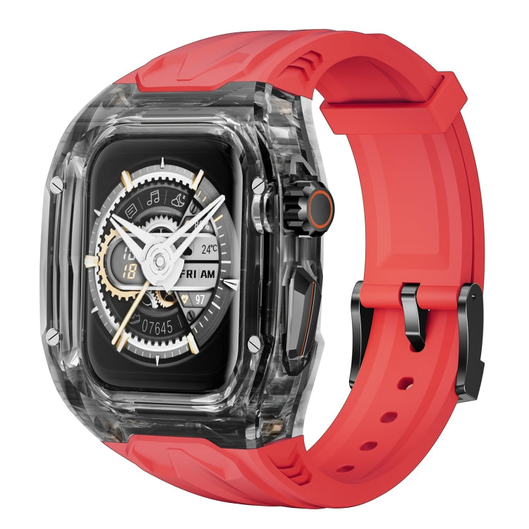 For Apple Watch Series 7 45mm Modified PC Hybrid TPU Watch Case Band(Red Clear Black) - Watch Cases by PMc TechLife | Online Shopping South Africa | PMc TechLife | Buy Now Pay Later Mobicred