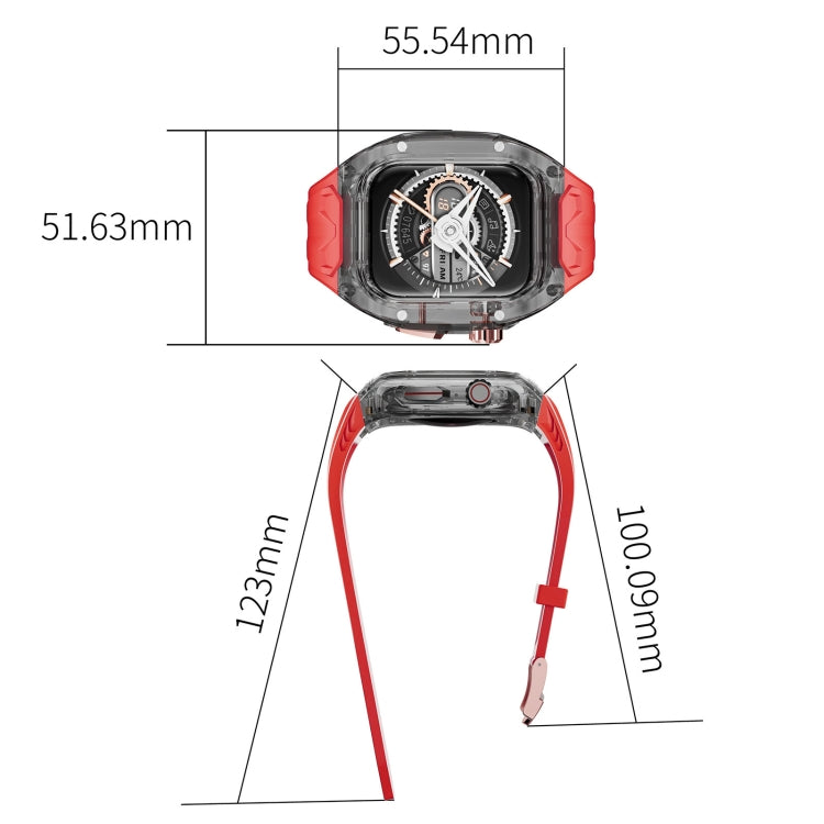 For Apple Watch SE 44mm Modified PC Hybrid TPU Watch Case Band(Red Clear Black) - free shipping - PMc TechLife - Order now!
