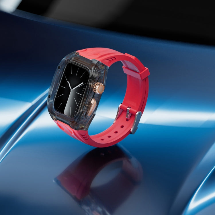 For Apple Watch SE 44mm Modified PC Hybrid TPU Watch Case Band(Red Clear Black) - free shipping - PMc TechLife - Order now!