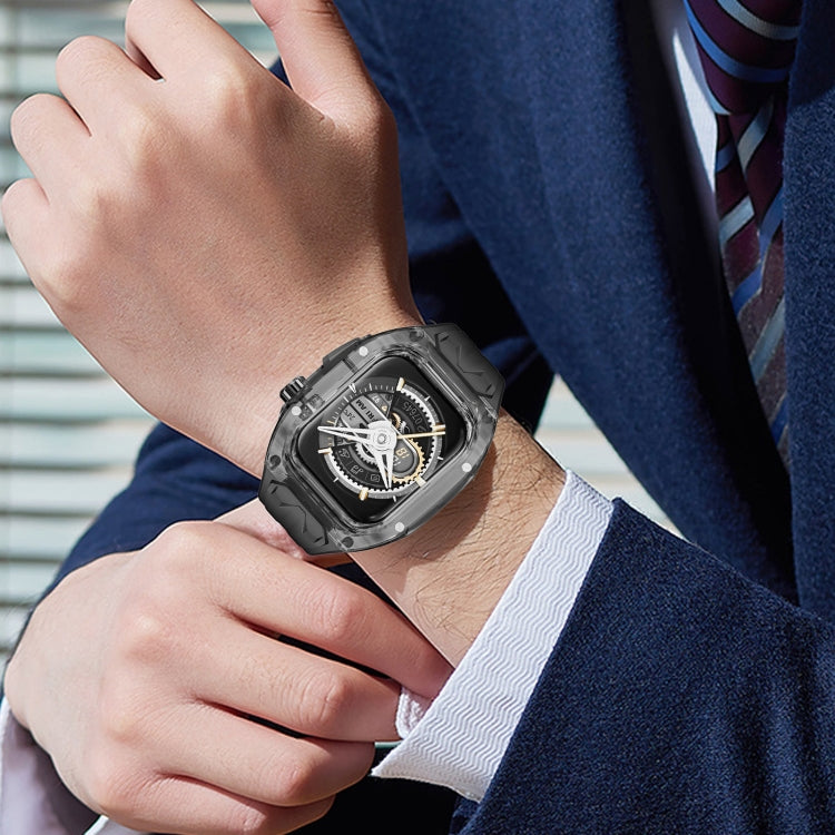 For Apple Watch Series 6 44mm Modified PC Hybrid TPU Watch Case Band(Black Clear Black) - free shipping - PMc TechLife - Order now!