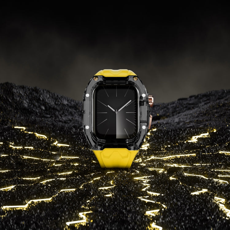 For Apple Watch Series 6 44mm Modified PC Hybrid TPU Watch Case Band(Yellow Clear Black) - free shipping - PMc TechLife - Order now!
