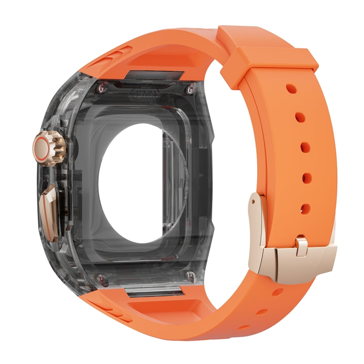 For Apple Watch Series 5 44mm Modified PC Hybrid TPU Watch Case Band(Orange Clear Black) - free shipping - PMc TechLife - Order now!