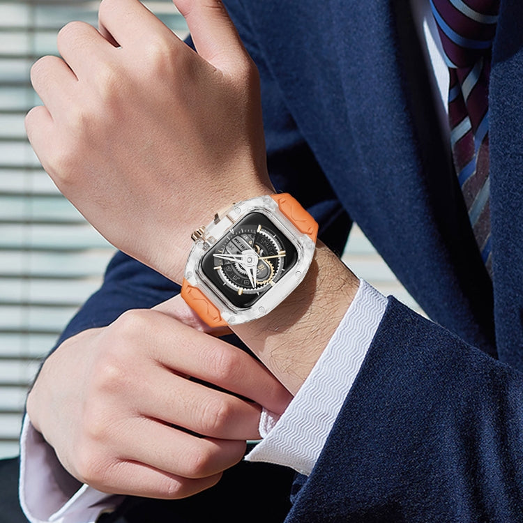 For Apple Watch Series 5 44mm Modified PC Hybrid TPU Watch Case Band(Orange Transparent) - free shipping - PMc TechLife - Order now!