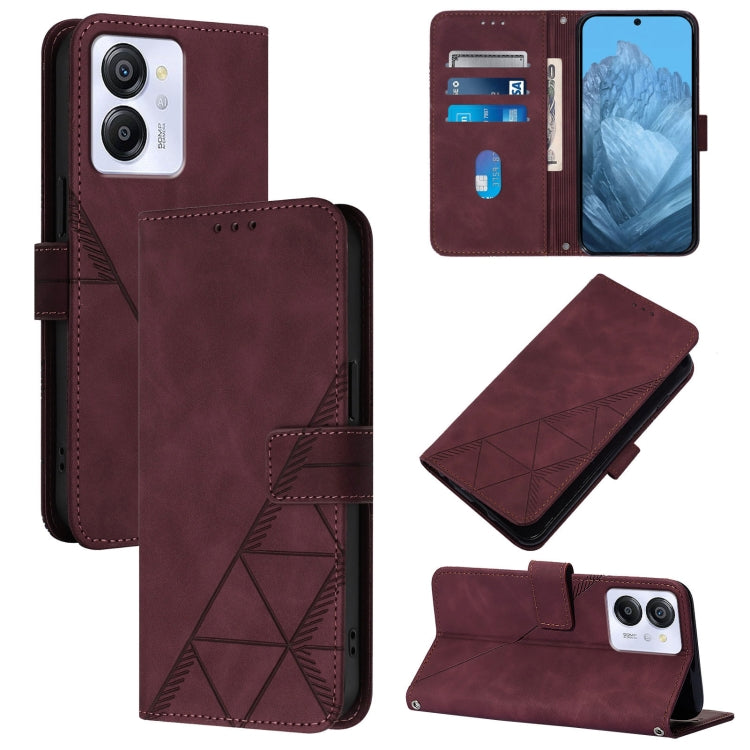 For Blackview Color 8 Crossbody 3D Embossed Flip Leather Phone Case(Wine Red) - More Brand by PMC TechLife | Online Shopping South Africa | PMC TechLife | Buy Now Pay Later Mobicred