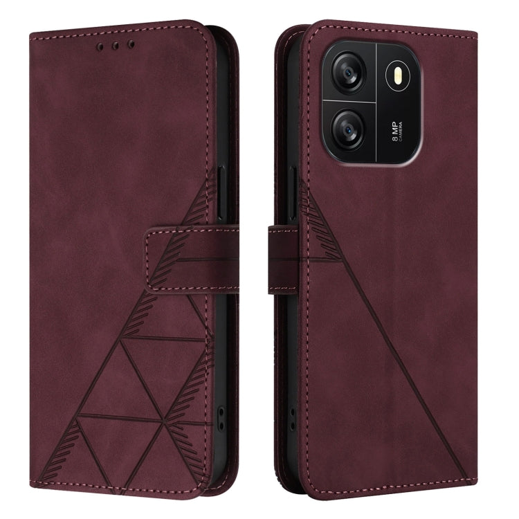 For Blackview Wave 6C Crossbody 3D Embossed Flip Leather Phone Case(Wine Red) - More Brand by PMC TechLife | Online Shopping South Africa | PMC TechLife | Buy Now Pay Later Mobicred