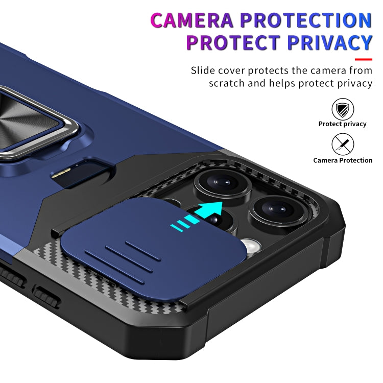 For iPhone 16 Pro Max Camera Shield Card Slot PC+TPU Phone Case(Blue) - iPhone 16 Pro Max Cases by PMC TechLife | Online Shopping South Africa | PMC TechLife | Buy Now Pay Later Mobicred