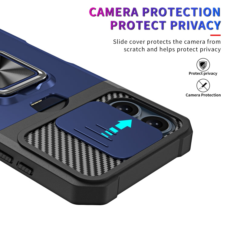 For iPhone 16 Plus Camera Shield Card Slot PC+TPU Phone Case(Black) - iPhone 16 Plus Cases by PMC TechLife | Online Shopping South Africa | PMC TechLife | Buy Now Pay Later Mobicred