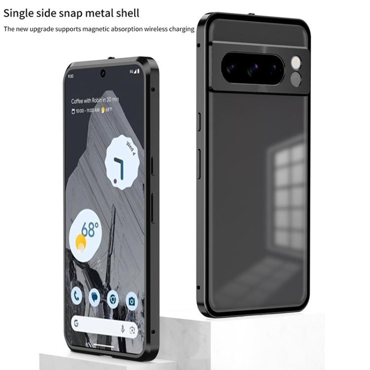 For Google Pixel 7 Snap Buckle Metal Frame Frosted Phone Case(Black) - Google Cases by PMC TechLife | Online Shopping South Africa | PMC TechLife | Buy Now Pay Later Mobicred