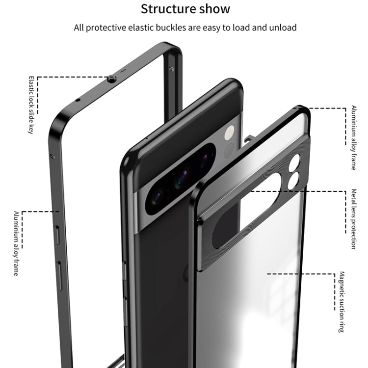 For Google Pixel 8 Snap Buckle Metal Frame Frosted Phone Case(Blue) - free shipping - PMC TechLife - Order now!