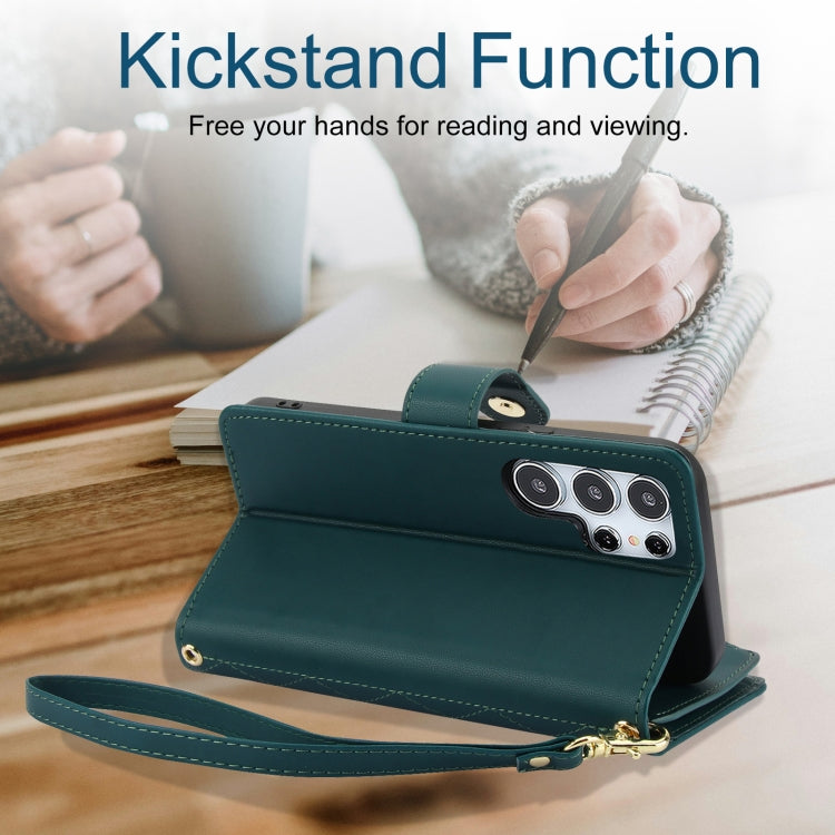 For Samsung Galaxy S24 Ultra 5G YM016 Rhombic Zipper Card Wallet Leather Phone Case with Lanyard(Green) - Galaxy S24 Ultra 5G Cases by PMC Jewellery | Online Shopping South Africa | PMC Jewellery | Buy Now Pay Later Mobicred